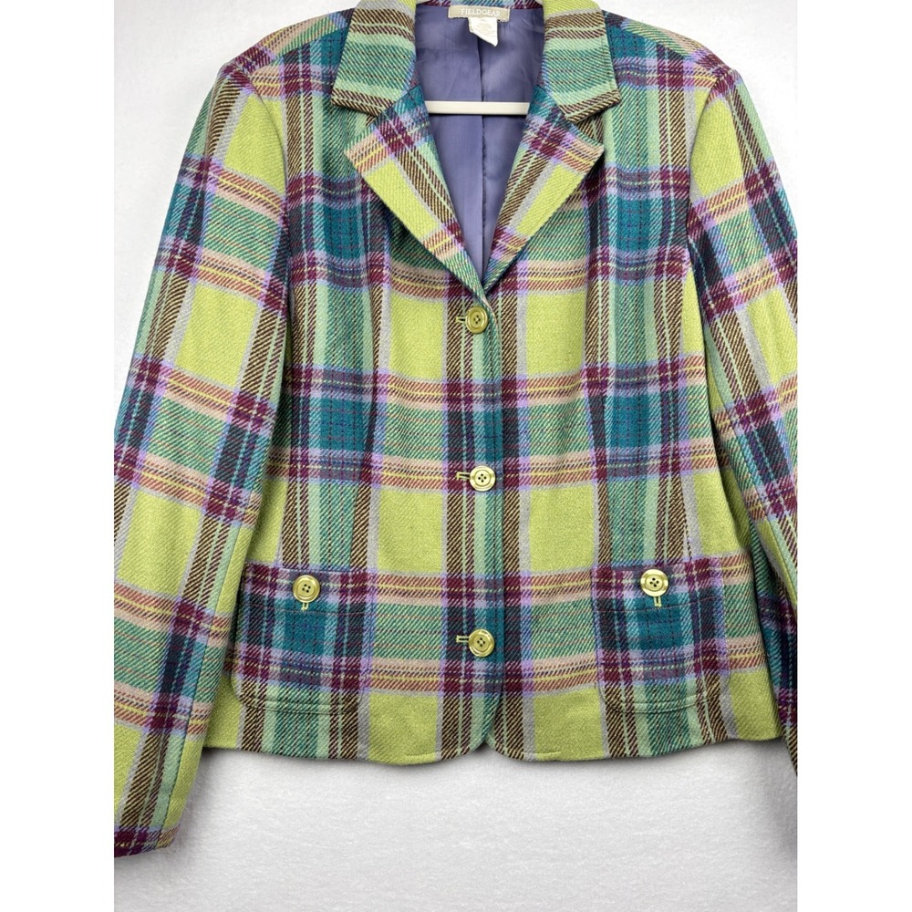 Fieldgear Blazer Womens XL Wool Blend Plaid Lined Button Front Jacket